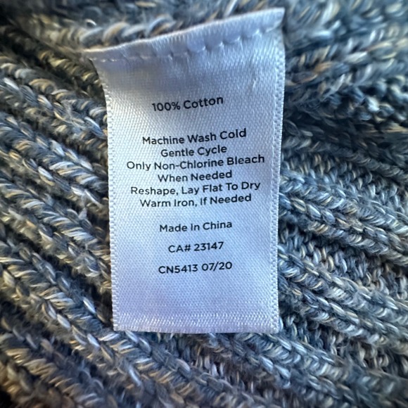 Talbots Sweater Women's Large Blue Marbled Cable Knit Cowl Neck Sweater - Picture 7 of 8